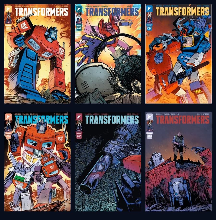 Capas principais de Transformers números 1 a 6